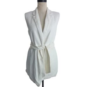Rumer NWT Womens Ayla Wrap Vest Size S White Viscose Linen Sleeveless Dress Top
